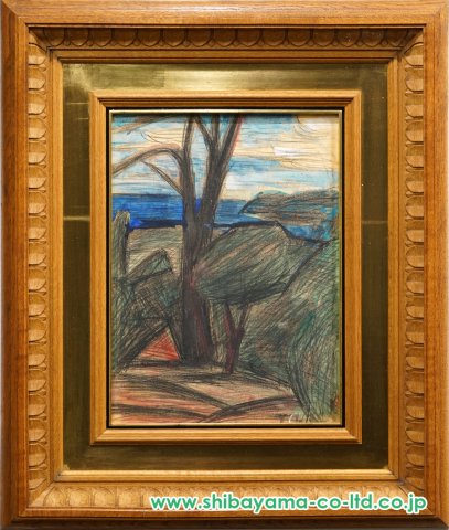 林武「川奈にて」パステル 5号 :: 絵画買取・販売 - シバヤマ