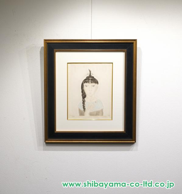 藤田嗣治「花を持つ少女」銅版画 :: 絵画買取・販売 - シバヤマ