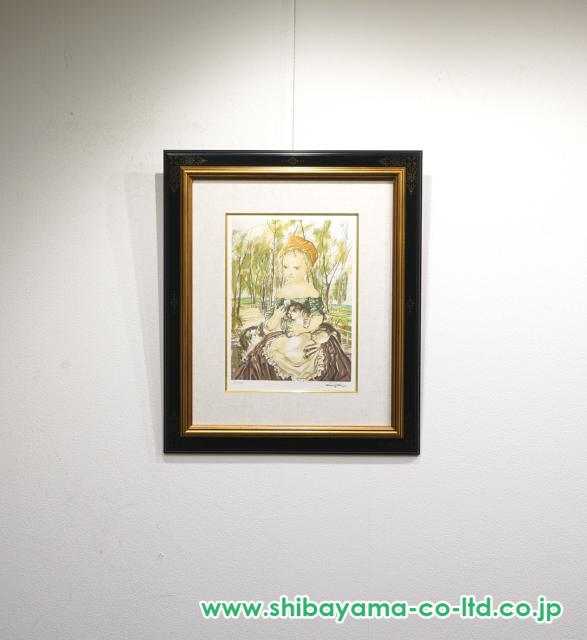 藤田嗣治「2匹の猫を抱く少女」リトグラフ :: 絵画買取・販売 - シバヤマ