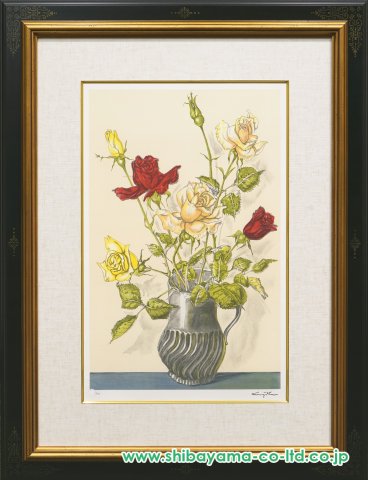 藤田嗣治「花瓶の薔薇」リトグラフ :: 絵画買取・販売 - シバヤマ