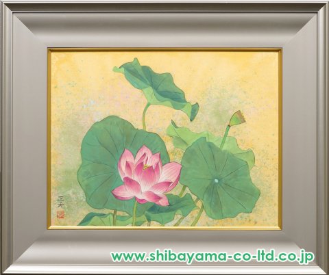 大竹正芳「茶碗蓮」日本画 6号 :: 絵画買取・販売 - シバヤマ