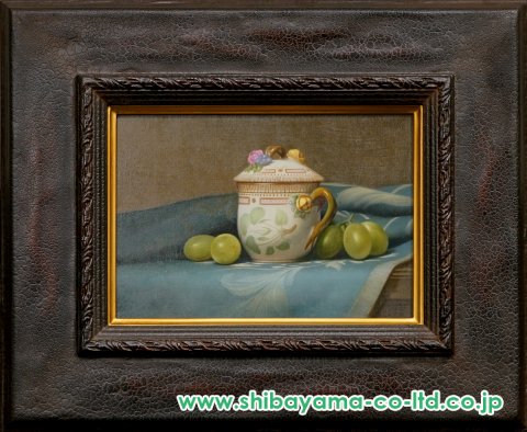 北浩二「クリームポットと葡萄」油彩 0号 :: 絵画買取・販売 - シバヤマ