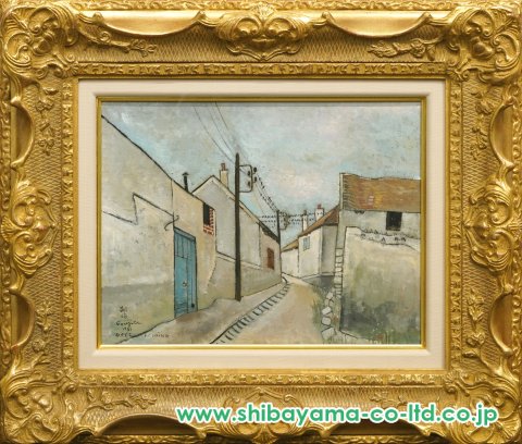 藤田嗣治「村の通り　グレ＝シュル＝ロワン」油彩 5号