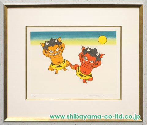 瀧下和之「桃太郎図　鬼ヶ島でぴょんぴょん。」アクアチント