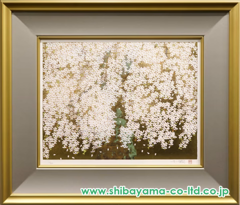 中島千波「上山市の権現桜」シルクスクリーン