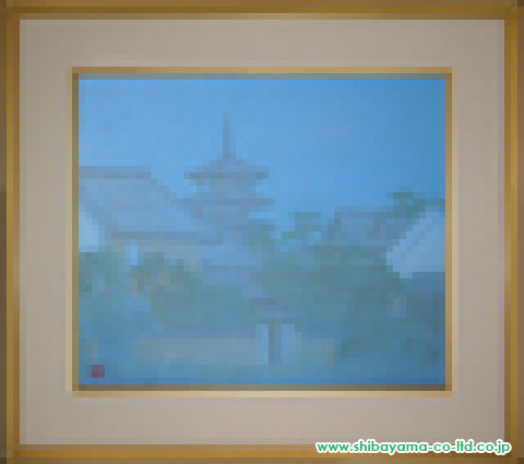 荒井孝「夜の法隆寺の塔」日本画 F10号