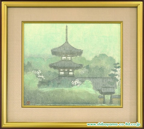 荒井孝「法輪寺の塔」日本画 F10号