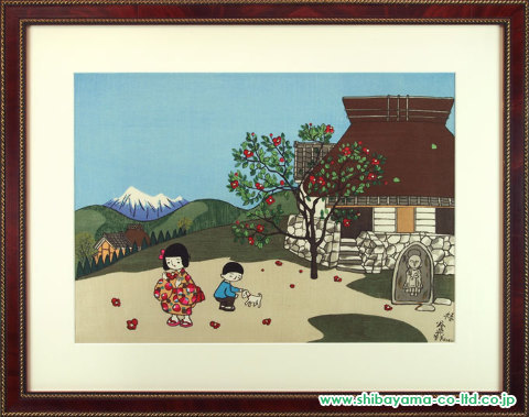 谷内六郎「椿」木版画