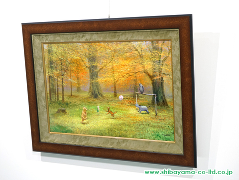 ピーター・エレンショウ「くまのプーさんより『Pooh Soccer』」ジークレー・オン・キャンバス :: 絵画買取・絵画販売専門店 - 株式会社シバヤマ