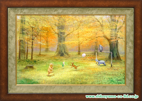 ピーター・エレンショウ「くまのプーさんより『Pooh Soccer』」ジークレー・オン・キャンバス :: 絵画買取・絵画販売専門店 - 株式会社シバヤマ