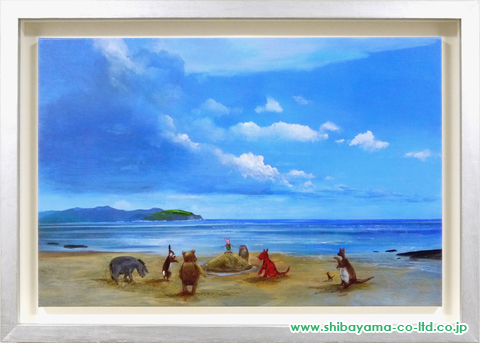 ピーター・エレンショウ「くまのプーさんより『Pooh And Friends At The Seaside』」ジークレー・オン・キャンバス ::  絵画買取・絵画販売専門店 - 株式会社シバヤマ