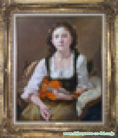 奥龍之介「ヴァイオリンを持つ少女」油彩 F15号