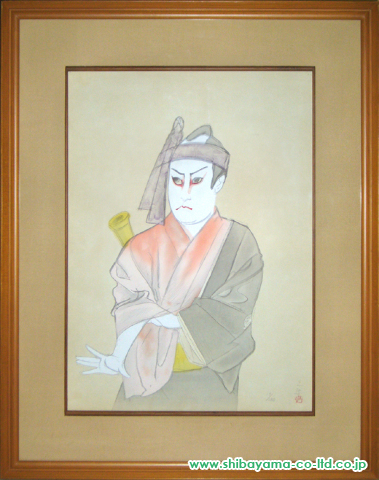 奥村土牛「「菊五郎丈」の図」木版画