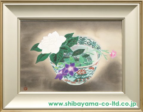絵画　花　草 水彩紫の花 三角草原画カード プレゼント 花草水彩画 - ショップ