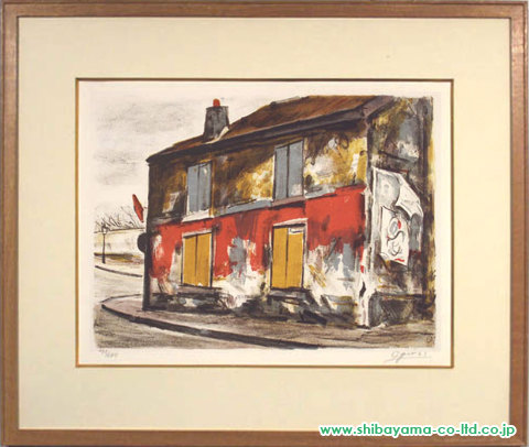 荻須高徳「赤い家 La Maison Rouge」リトグラフ :: 絵画買取・絵画販売