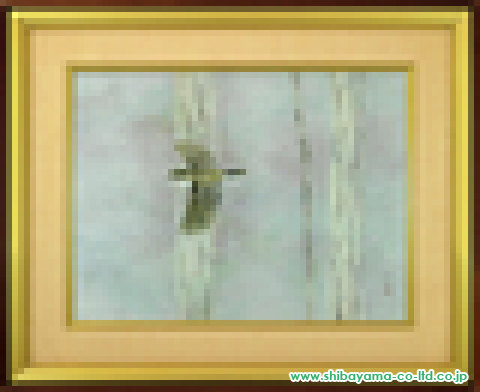 上村淳之「啄木鳥」日本画 F12号