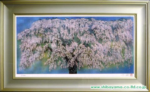 中島千波「身延山枝垂桜(1)」リトグラフ :: 絵画買取・絵画販売専門店