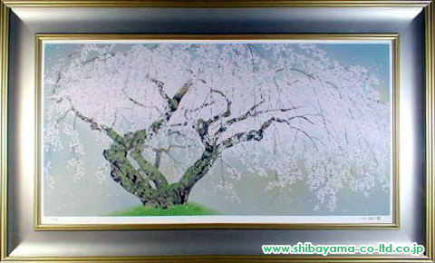 中島千波「夢殿の枝垂桜(3)」シルクスクリーン :: 絵画買取・絵画販売 