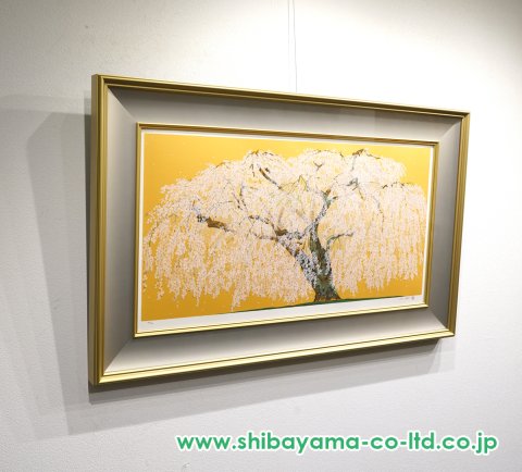 中島千波「久遠寺の瀧桜」シルクスクリーン :: 絵画買取・販売 - シバヤマ