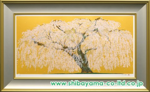 佐吉作　色絵松竹桜花入　共箱　M１４２３ 佐吉作 色絵松竹桜花入 共箱 M1423