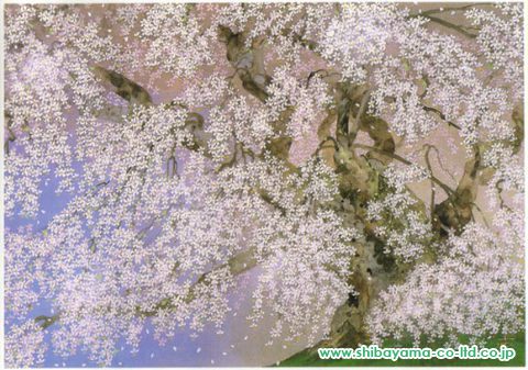 中島千波「三春の滝桜」シルクスクリーン
