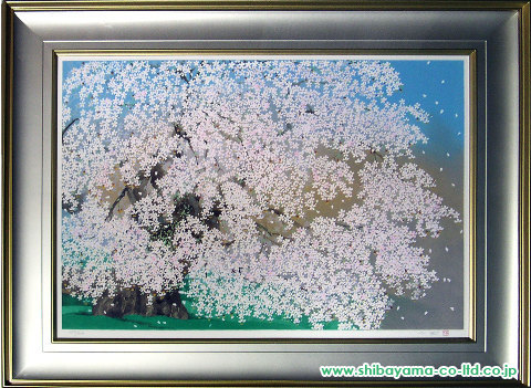 中島千波「三春の瀧桜(1)」リトグラフ :: 絵画買取・絵画販売専門店