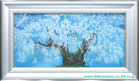 中島千波「坪井の枝垂桜(2)」木版画