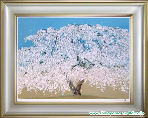 中島千波「高台寺の枝垂桜」シルクスクリーン