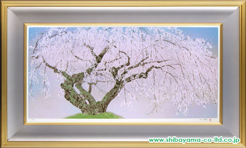 中島千波「夢殿の枝垂桜」シルクスクリーン :: 絵画買取・絵画販売 