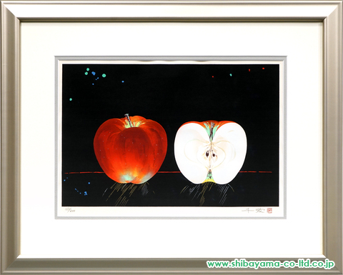 中島千波「りんご (Apple)」木版画