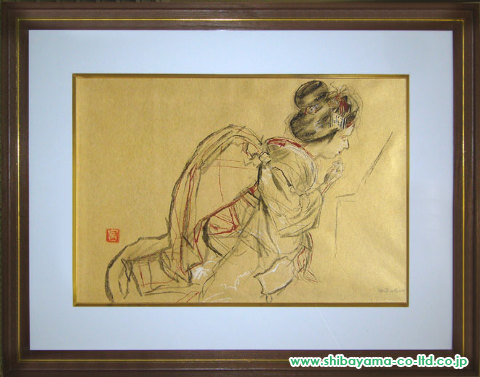 宮本三郎「舞妓(紅さしの図)」木版画 :: 絵画買取・絵画販売専門店 