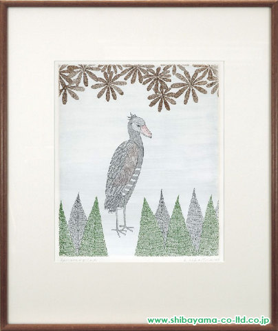 スマホ南桂子（ 少女と小鳥の木 ）エッチング 真性保証 Acre 銅版画、エッチング