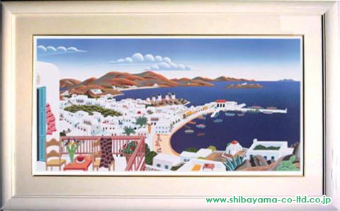 トーマス・マックナイト「Mykonos Harbor」シルクスクリーン :: 絵画買取・絵画販売専門店 - 株式会社シバヤマ