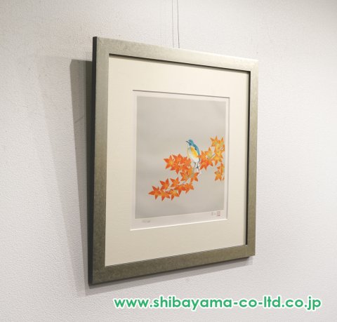 上村淳之「瑠璃鶲-るりびたき-」鳥たちの四季 銅版画 直筆サイン 18/185 上村淳之「[鳥たちの四季]より『秋 るりびたき』」エッチング :: 絵画