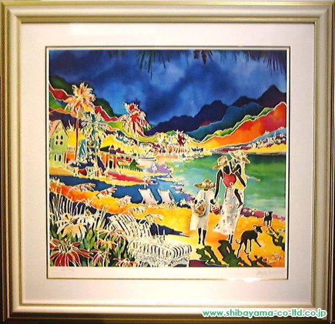 ジェニファー・マークス「ジェイド・コーブ Jade Cove」シルクスクリーン :: 絵画買取・絵画販売専門店 - 株式会社シバヤマ