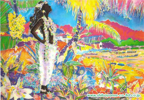 ジェニファー・マークス「アイランド・ガール Island Girl」シルクスクリーン :: 絵画買取・販売 - シバヤマ