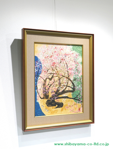 信頼 絵画 額装 高品質工芸画 前田青邨 「紅白梅」共同印刷（株）美術