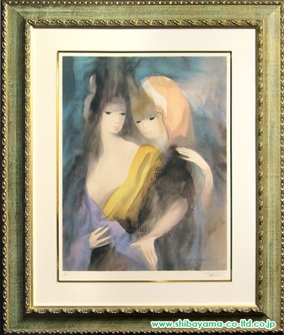 NEWMARIE　LAURENCIN 、マリー・ローランサン、二人の姉妹　あるいは　チェロと女たち、大判額装用画集より、新品額装付、状態良好、yoshi 人物画