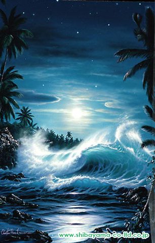 クリスチャン・リース・ラッセン「マウイムーンII Maui Moon II」ミクストメディア :: 絵画買取・絵画販売専門店 - 株式会社シバヤマ