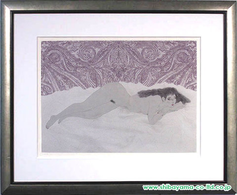 加山又造「裸婦'95-B 紫」リトグラフ