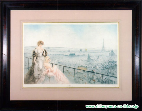 ルイ・イカール「モンマルトルの風景(カラー)パリ Paris」エッチング