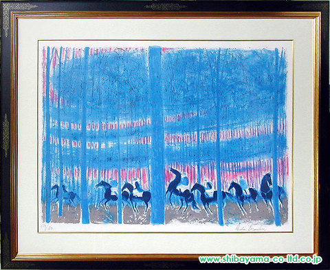 アンドレ・ブラジリエ「夕焼の騎馬」リトグラフ :: 絵画買取・絵画販売