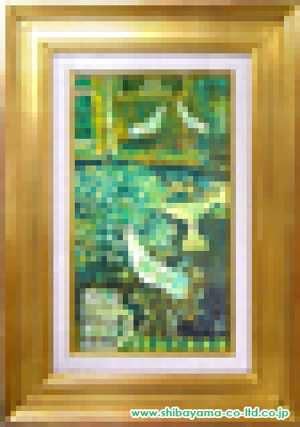 早川義孝「アトリエの花と鳥」油彩 M4号
