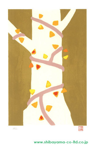 東山魁夷「夢の詩より『十月 女は蔦で、男はそれに絡まれた樫の木だ』」リトグラフ