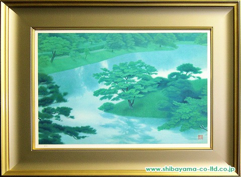 純正箱東山魁夷、緑潤う、希少画集画、新品額装付き、mai 自然、風景画
