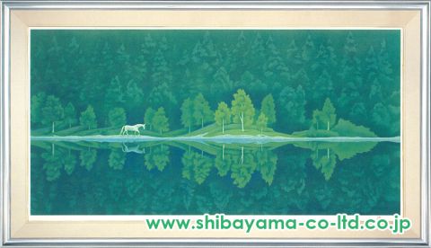 東山魁夷　リトグラフ　版画　季の詩　2月　PP版 東山魁夷 「季の詩 十一月」1954年 卒寿記念 リトグラフ 額寸