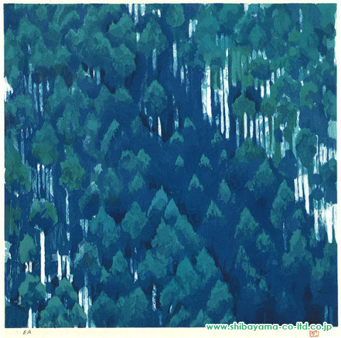 東山魁夷「青い峡」木版画