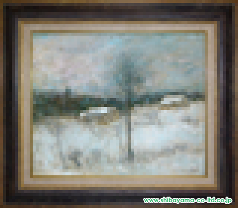 ベルナール・ガントナー「雪の牧場」油彩 F10号