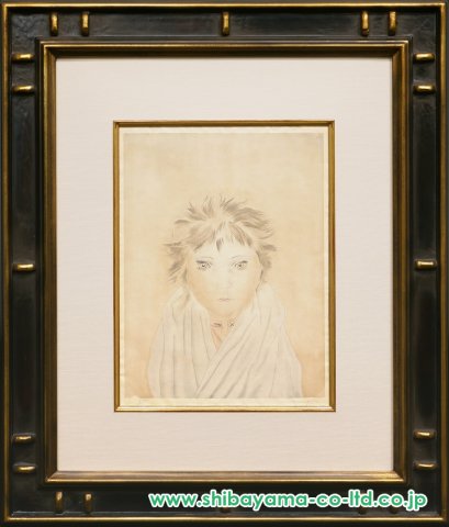 藤田嗣治「小児銅版画集より『赤毛で青い目の少女』」銅版画 :: 絵画