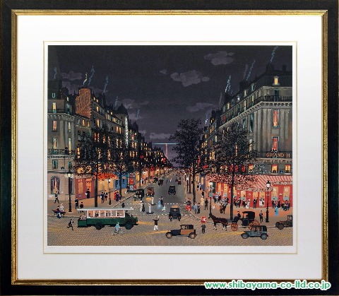 ミッシェル・ドラクロワ「The Grand Boulevards at night」セリグラフ :: 絵画買取・販売 - シバヤマ